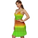 Orange And Green Blur Abstract Print V-Neck Pocket Summer Dress  View3