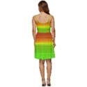 Orange And Green Blur Abstract Print V-Neck Pocket Summer Dress  View4