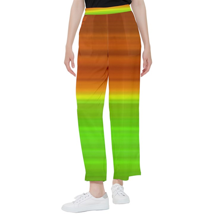 Orange And Green Blur Abstract Print Women s Pants 