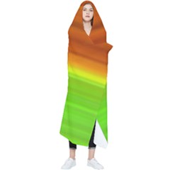 Orange And Green Blur Abstract Print Wearable Blanket by dflcprintsclothing