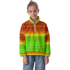 Orange And Green Blur Abstract Print Kids  Half Zip Hoodie by dflcprintsclothing