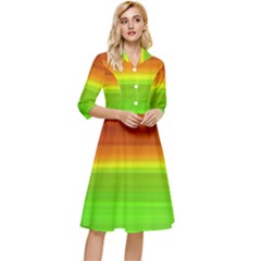 Orange And Green Blur Abstract Print Classy Knee Length Dress by dflcprintsclothing