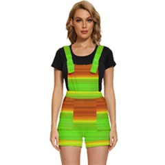 Orange And Green Blur Abstract Print Short Overalls by dflcprintsclothing