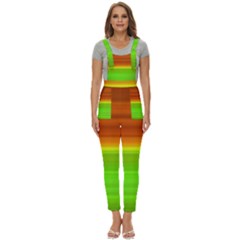 Orange And Green Blur Abstract Print Women s Pinafore Overalls Jumpsuit by dflcprintsclothing