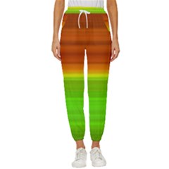 Orange And Green Blur Abstract Print Cropped Drawstring Pants by dflcprintsclothing