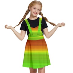 Orange And Green Blur Abstract Print Kids  Apron Dress