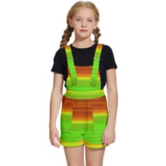 Orange And Green Blur Abstract Print Kids  Short Overalls by dflcprintsclothing