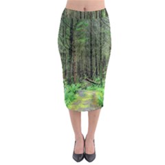 Forest Woods Nature Landscape Tree Midi Pencil Skirt