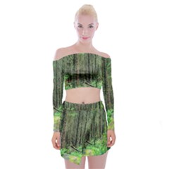 Forest Woods Nature Landscape Tree Off Shoulder Top With Mini Skirt Set by Celenk