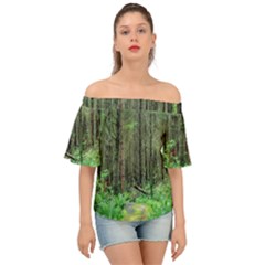 Forest Woods Nature Landscape Tree Off Shoulder Short Sleeve Top by Celenk