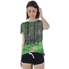 Forest Woods Nature Landscape Tree Short Sleeve Foldover Tee by Celenk