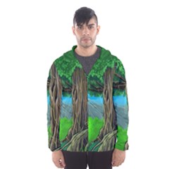 Green Forest Tropical Jungle Tree Wood Nature Men s Hooded Windbreaker by Wegoenart