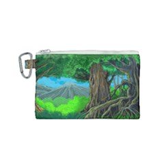 Green Forest Tropical Jungle Tree Wood Nature Canvas Cosmetic Bag (small) by Wegoenart