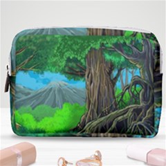 Green Forest Tropical Jungle Tree Wood Nature Make Up Pouch (medium) by Wegoenart