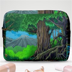 Green Forest Tropical Jungle Tree Wood Nature Make Up Pouch (large) by Wegoenart