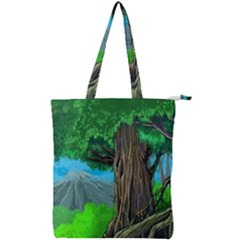 Green Forest Tropical Jungle Tree Wood Nature Double Zip Up Tote Bag by Wegoenart