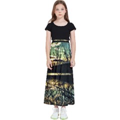 Forest Sunset Dusk Reflection Kids  Flared Maxi Skirt by Wegoenart