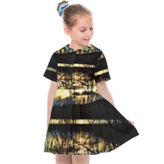 Forest Sunset Dusk Reflection Kids  Sailor Dress by Wegoenart