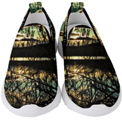 Forest Sunset Dusk Reflection Kids  Slip On Sneakers by Wegoenart