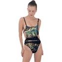 Forest Sunset Dusk Reflection Tie Strap One Piece Swimsuit View1