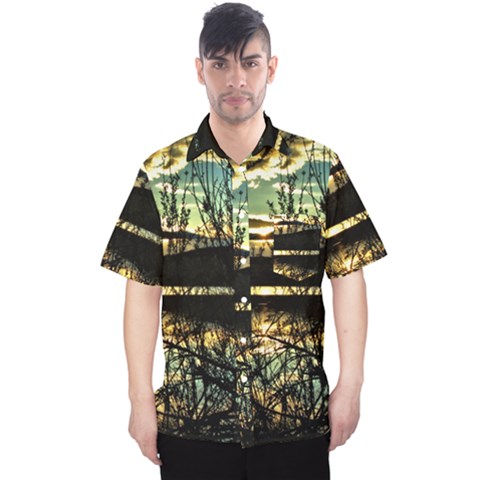 Forest Sunset Dusk Reflection Men s Hawaii Shirt by Wegoenart