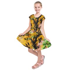 Japan Garden Color Tree Zen Kids  Short Sleeve Dress by Wegoenart