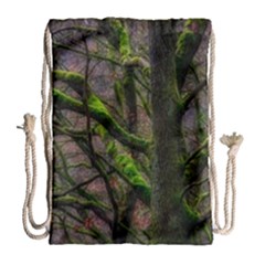 Tree Moss Forest Bark Wood Trunk Drawstring Bag (large) by Wegoenart