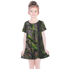 Tree Moss Forest Bark Wood Trunk Kids  Simple Cotton Dress by Wegoenart