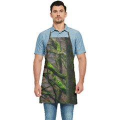 Tree Moss Forest Bark Wood Trunk Kitchen Apron by Wegoenart