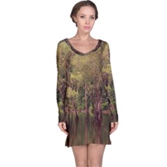 Landscape Jungle Reflection Nature Long Sleeve Nightdress