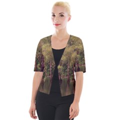 Landscape Jungle Reflection Nature Cropped Button Cardigan by Wegoenart