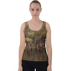 Landscape Jungle Reflection Nature Velvet Tank Top by Wegoenart