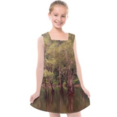 Landscape Jungle Reflection Nature Kids  Cross Back Dress by Wegoenart