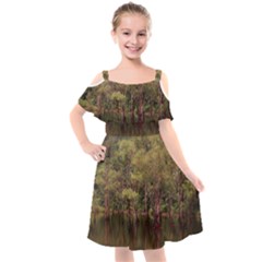 Landscape Jungle Reflection Nature Kids  Cut Out Shoulders Chiffon Dress by Wegoenart