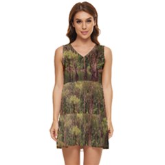 Landscape Jungle Reflection Nature Tiered Sleeveless Mini Dress by Wegoenart