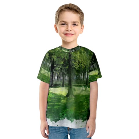 Beeches Trees Tree Lawn Forest Nature Kids  Sport Mesh Tee by Wegoenart