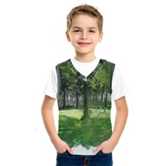 Beeches Trees Tree Lawn Forest Nature Kids  Basketball Tank Top by Wegoenart