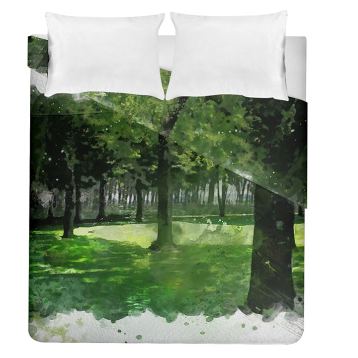 Beeches Trees Tree Lawn Forest Nature Duvet Cover Double Side (Queen Size)