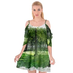 Beeches Trees Tree Lawn Forest Nature Cutout Spaghetti Strap Chiffon Dress by Wegoenart