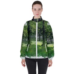 Beeches Trees Tree Lawn Forest Nature Women s High Neck Windbreaker by Wegoenart