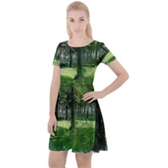 Beeches Trees Tree Lawn Forest Nature Cap Sleeve Velour Dress  by Wegoenart