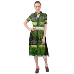 Beeches Trees Tree Lawn Forest Nature Keyhole Neckline Chiffon Dress by Wegoenart