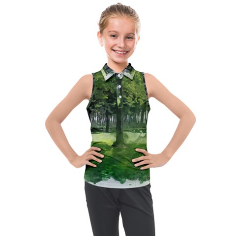 Beeches Trees Tree Lawn Forest Nature Kids  Sleeveless Polo Tee by Wegoenart