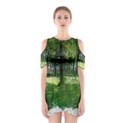 Beeches Trees Tree Lawn Forest Nature Shoulder Cutout One Piece Dress by Wegoenart