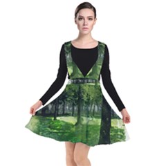 Beeches Trees Tree Lawn Forest Nature Plunge Pinafore Dress by Wegoenart