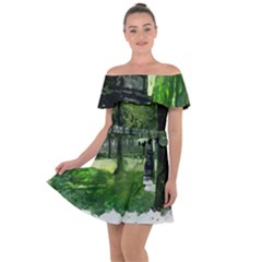 Beeches Trees Tree Lawn Forest Nature Off Shoulder Velour Dress by Wegoenart