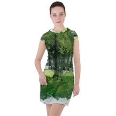 Beeches Trees Tree Lawn Forest Nature Drawstring Hooded Dress by Wegoenart