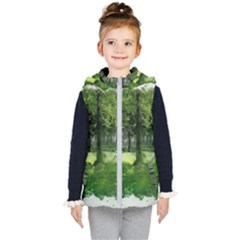 Beeches Trees Tree Lawn Forest Nature Kids  Hooded Puffer Vest