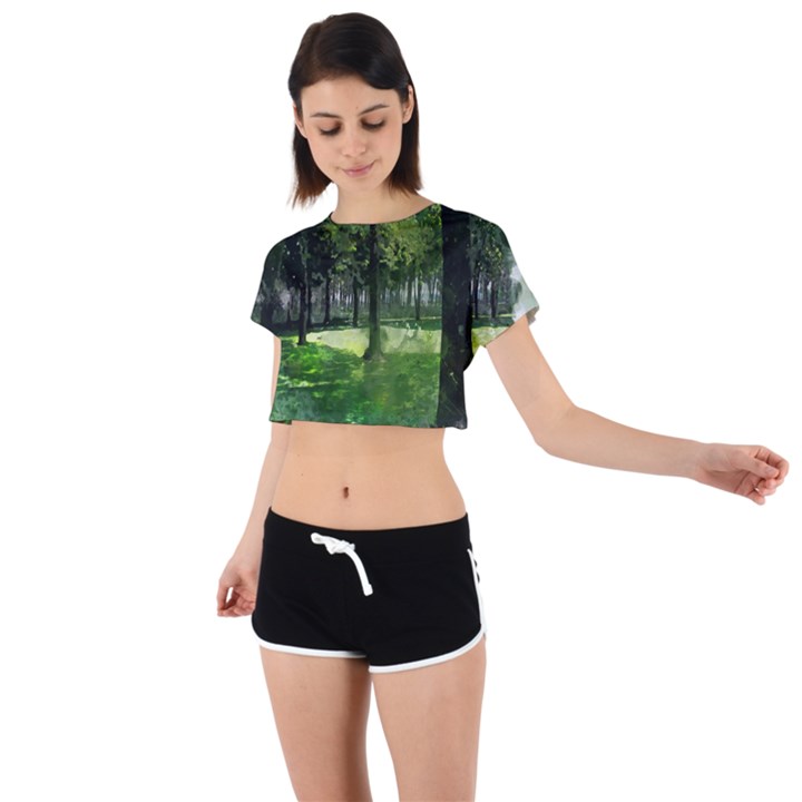 Beeches Trees Tree Lawn Forest Nature Tie Back Short Sleeve Crop Tee