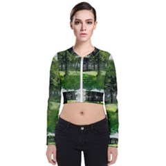 Beeches Trees Tree Lawn Forest Nature Long Sleeve Zip Up Bomber Jacket by Wegoenart